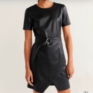 Mango Faux Leather Mini Dress